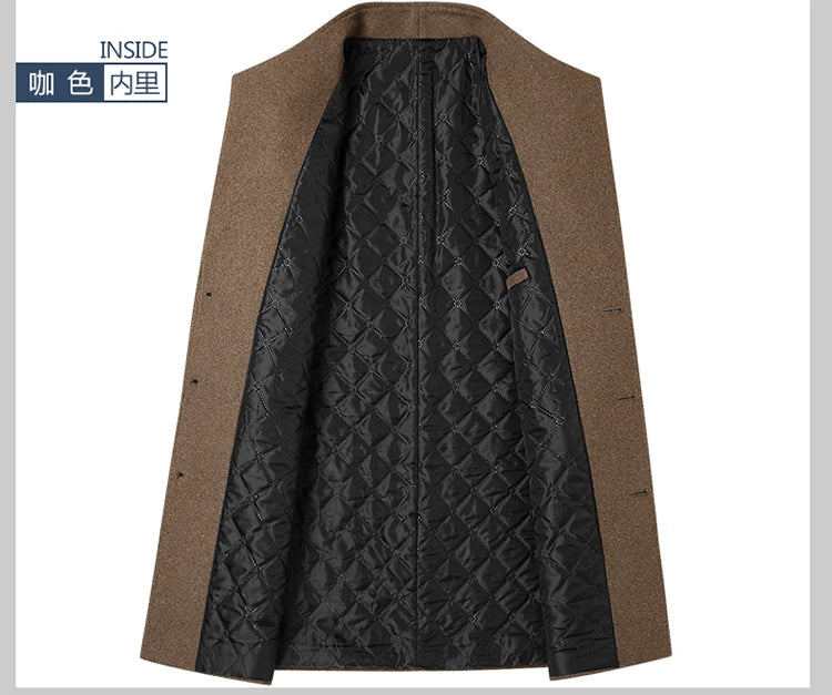 Herbst und Winter High-End-Marke Boutique Warme Woll Business Casual Woolen Langen Mantel Männliche Woo Jacke Grau Schwarz Kamel