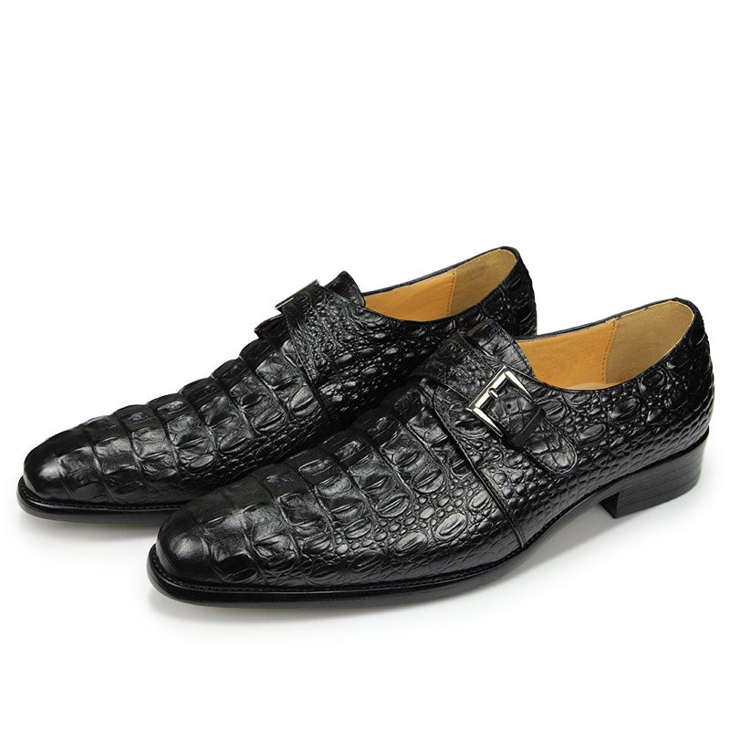 Luxury Crocodile Pattern Formal Leather Shoes Mens Monk Strap Oxford Mens Italy Style Loafers Sapato Social Masculino Zapatilla
