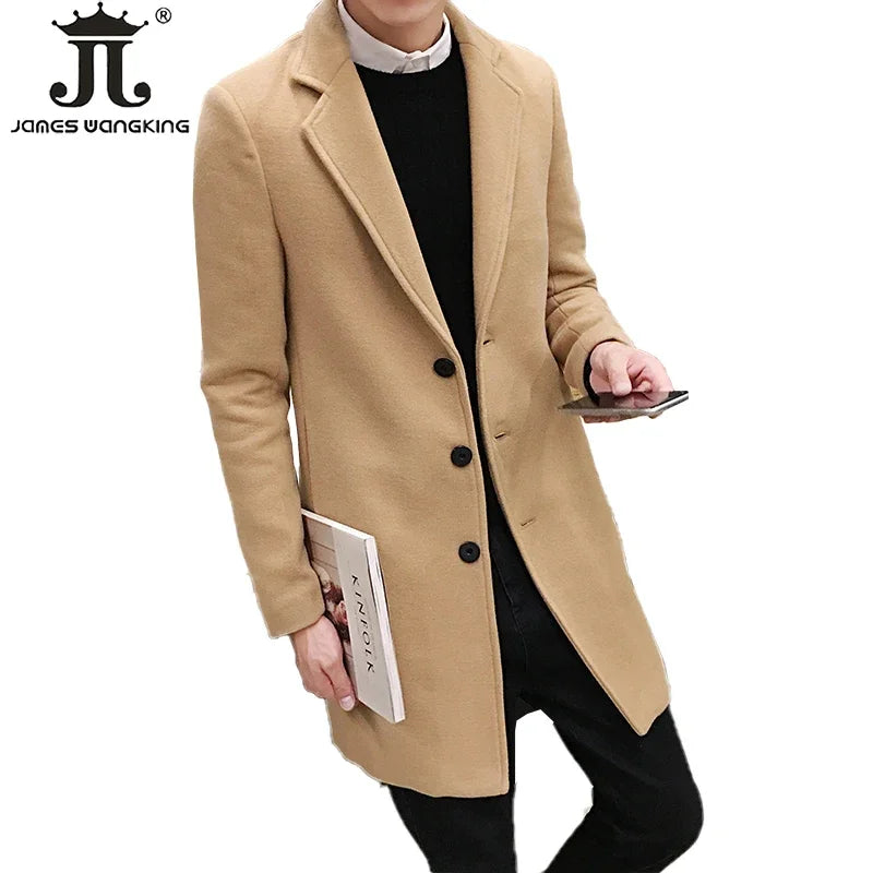 Neue Mode Boutique Reine Farbe High-grade Männer Woolen Tuch Casual Business Graben Mantel Herren Freizeit Blends Staub Mäntel jacken