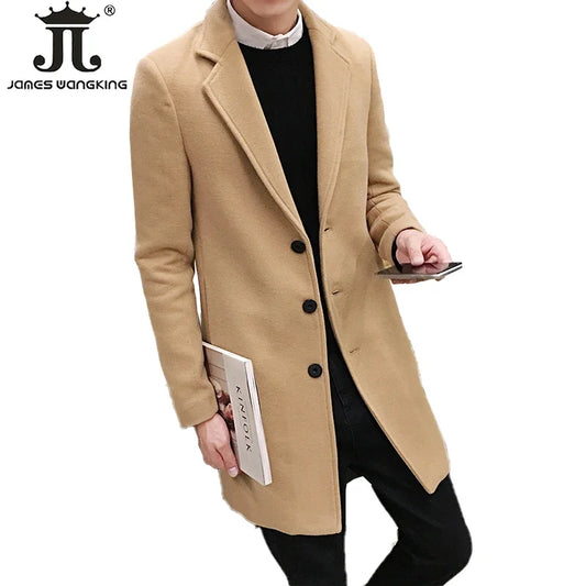 Neue Mode Boutique Reine Farbe High-grade Männer Woolen Tuch Casual Business Graben Mantel Herren Freizeit Blends Staub Mäntel jacken