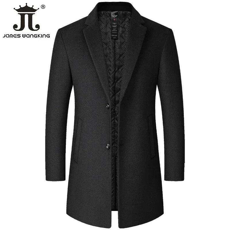 Männlichen Woll Mantel Einfarbig Schlanke Mitte Länge Windjacke Warm Wear-Resistant herren Wolle Mantel Business Formale tragen Lässige Jacke