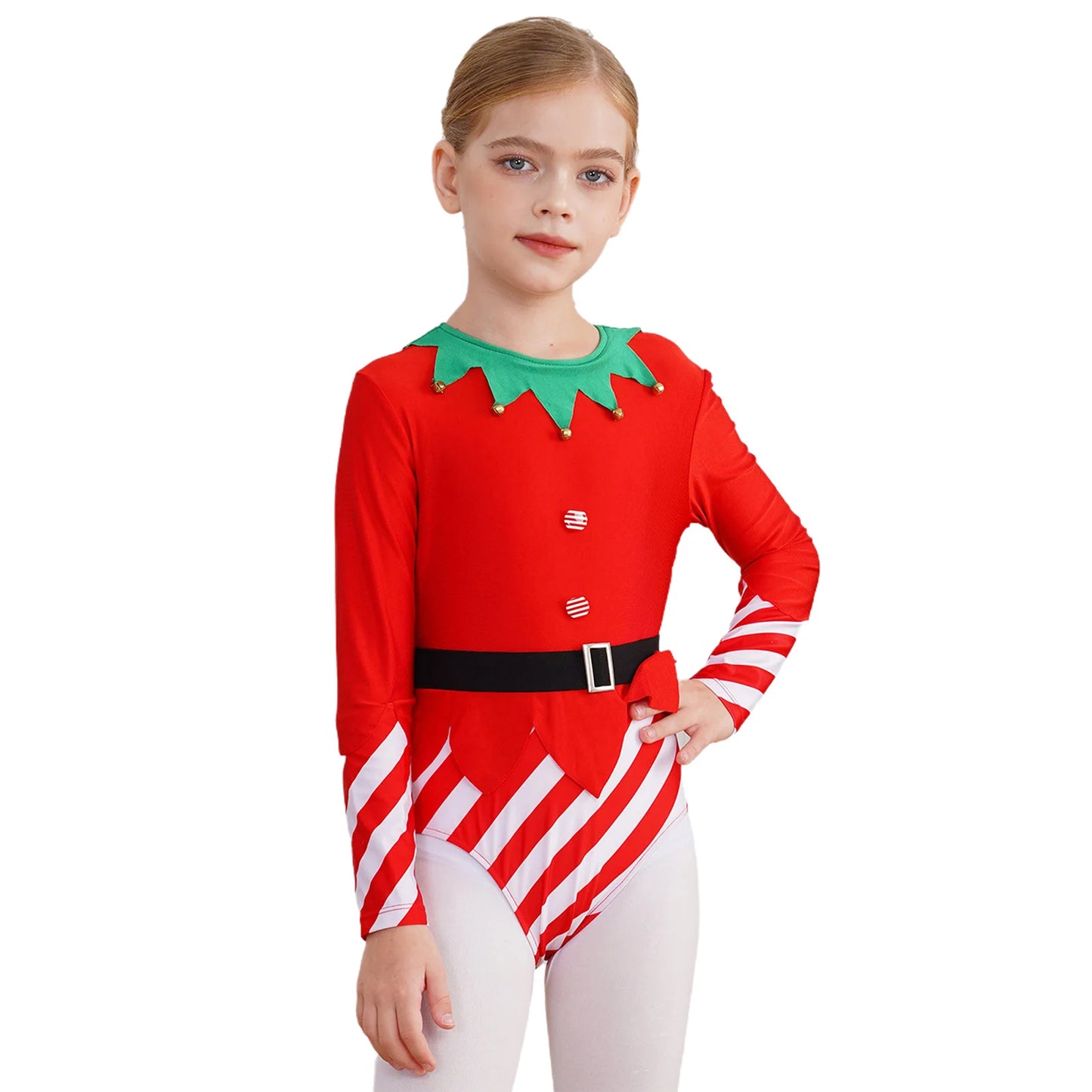 Kinder Mädchen Weihnachten Tanz Trikots sportliche Gymnastik Bodysuit Santas Helfer Weihnachten Party Urlaub Bühne Performance Kostüm