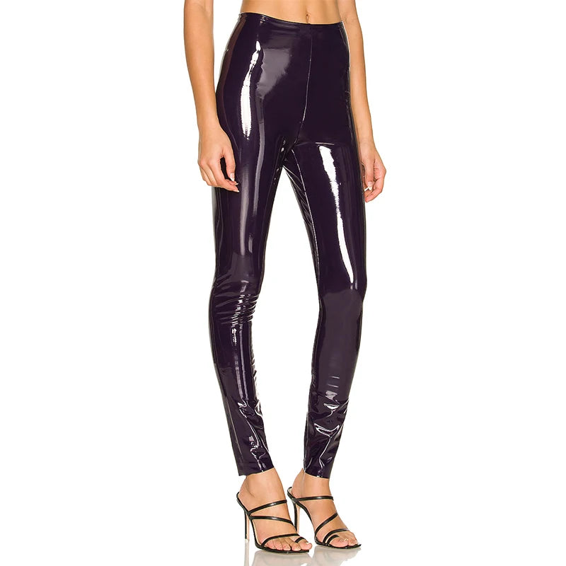 Frauen glänzende pu Leder weiß PVC-Hose schlanke 4xl sexy Leggings Latex dehnbare hohe Taille Bodycon Hose Sommer dünne Hose