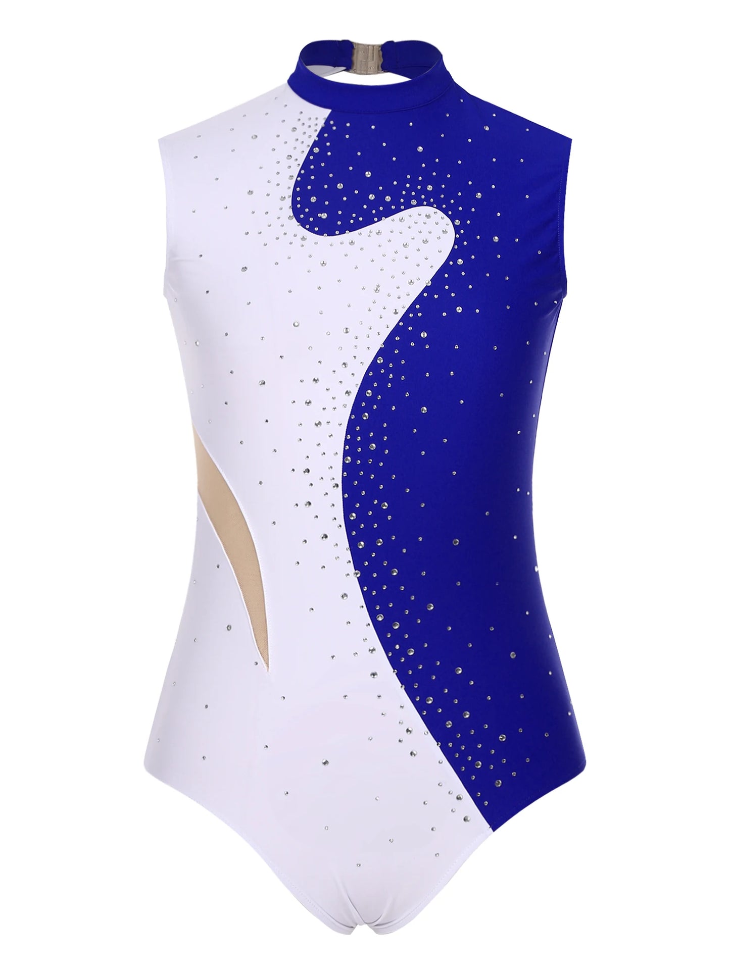 Damen-Trikot mit glitzernden Strasssteinen, ärmellos, für Ballett, Tanz, Gymnastik, Body, Eiskunstlauf, Wettbewerb, Kostüm, Tanzbekleidung