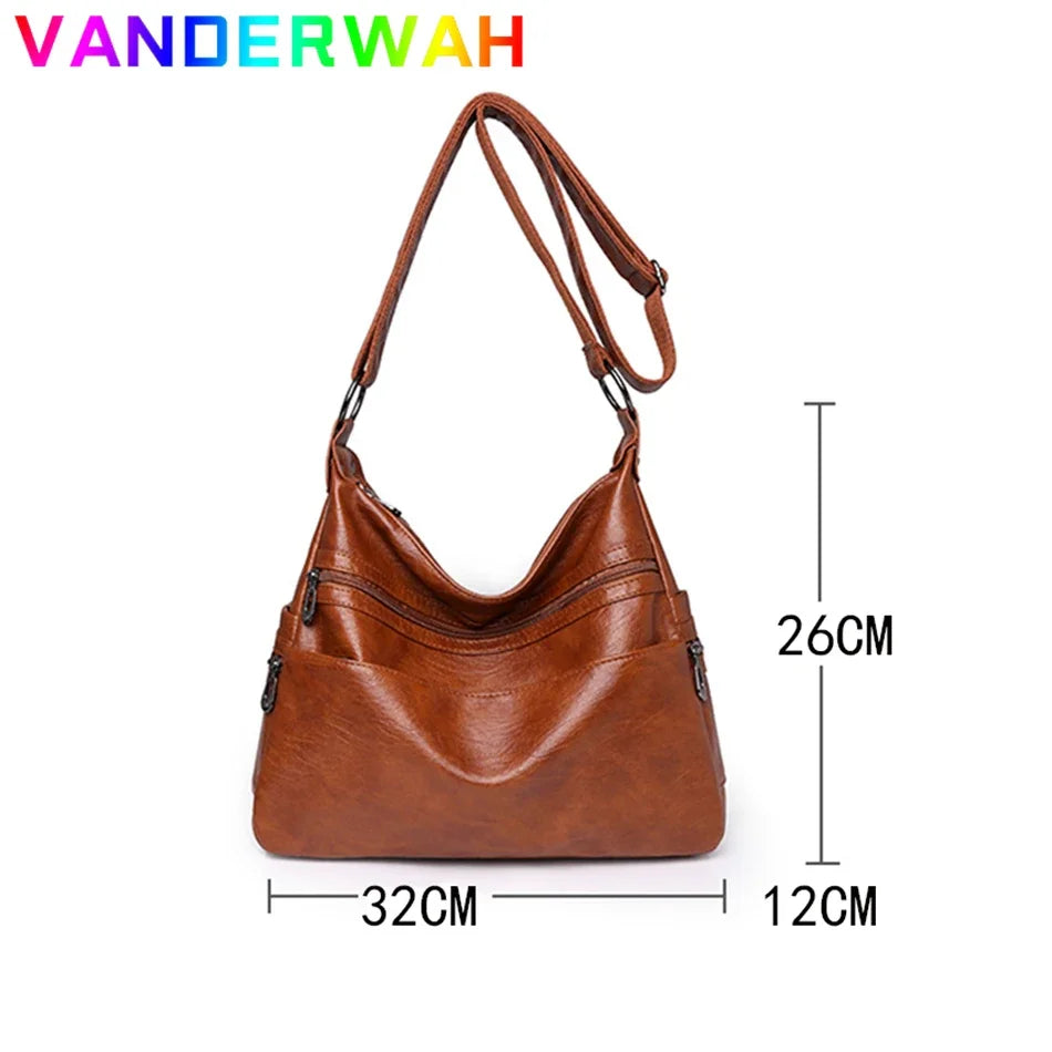 Luxus Pu Leder Messenger Tasche Vintage Frauen Hand Tasche Große Kapazität Casual Hobo Handtasche Geldbörse Weibliche Crossbody Schulter Taschen