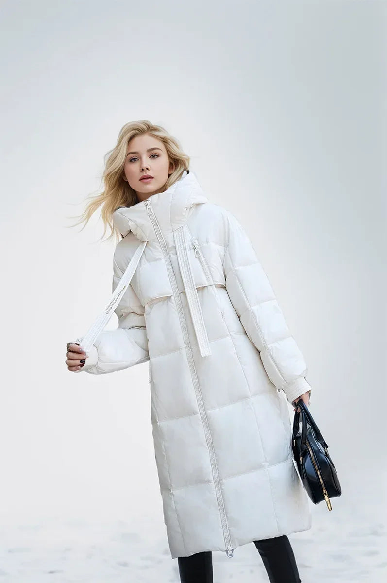 Frauen Parkas 2024 Herbst Winter Daunen Baumwoll jacken gepolstert verdickt Overknee locker lässig lange warme Taschen Mantel Schnee mantel