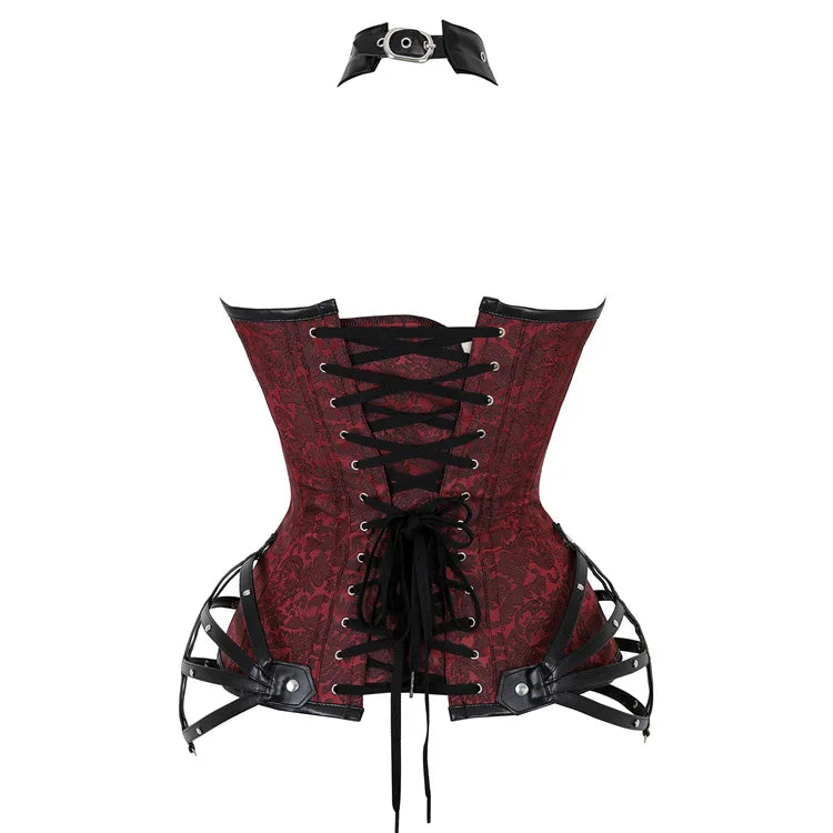 ROSEGAL Plus Size Damen Gothic PU Leder Korsett, Strappy Overbust Unterwäsche, Bauch kontrolle und Gewichts verlust Korsett Oberteile