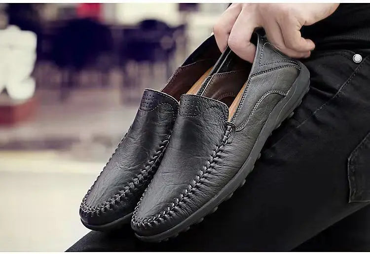 Männer Lederschuhe Männer Frühling Slipper Slip on Business Casual Lederschuhe klassische weiche Mokassins Hombre atmungsaktive Flats Schuhe