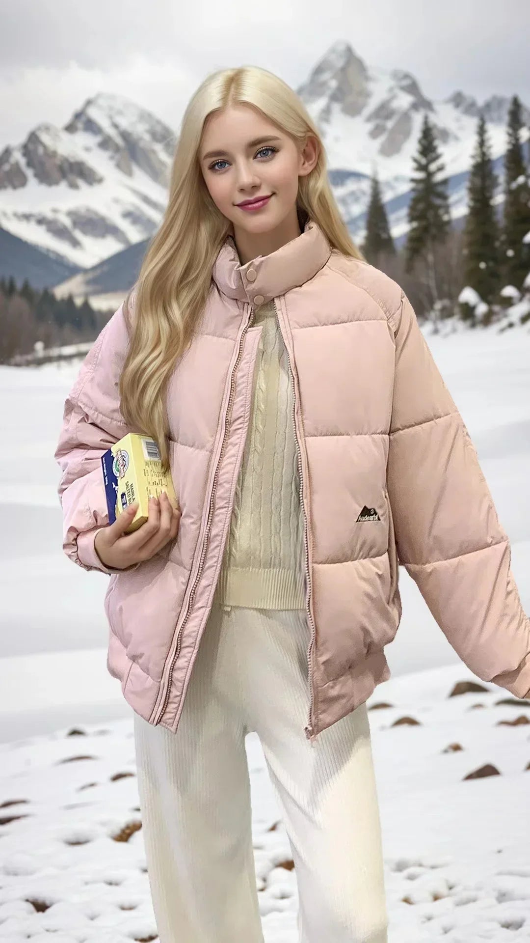 Süße Frau Daunen Baumwoll mantel Winter jacke warm lose koreanische Mode Stand Kragen Reiß verschluss 2024 neue weibliche Puffer jacke gepolstert