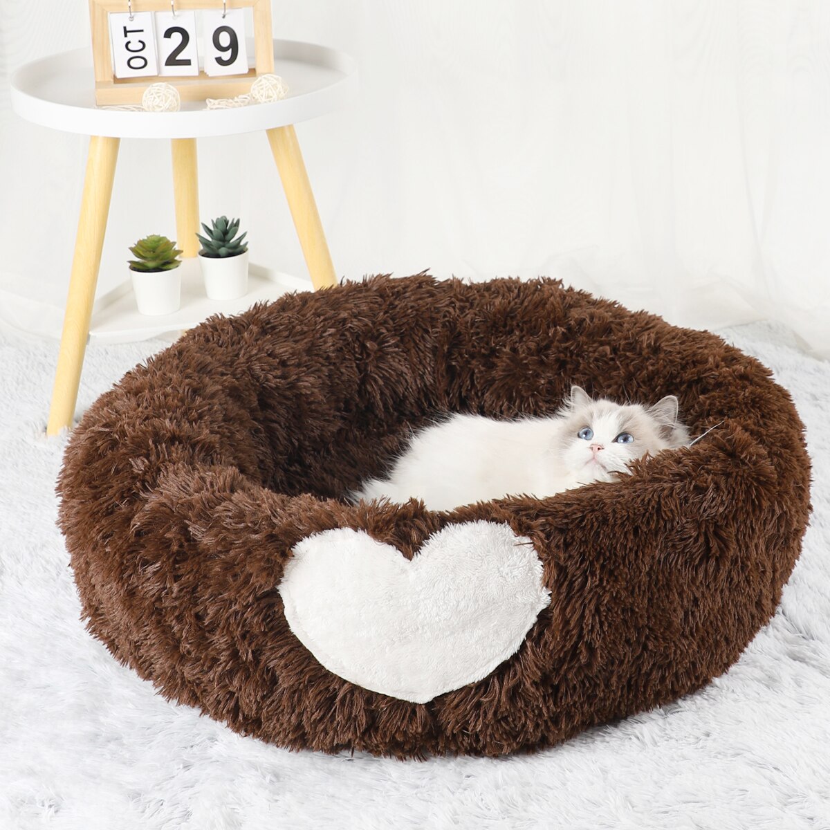 Cats Bed Pet Furniture Kitten Accessories House Winter Sofa Clamshell Round Beds Basket Products Supplies Warm Cushions Cat