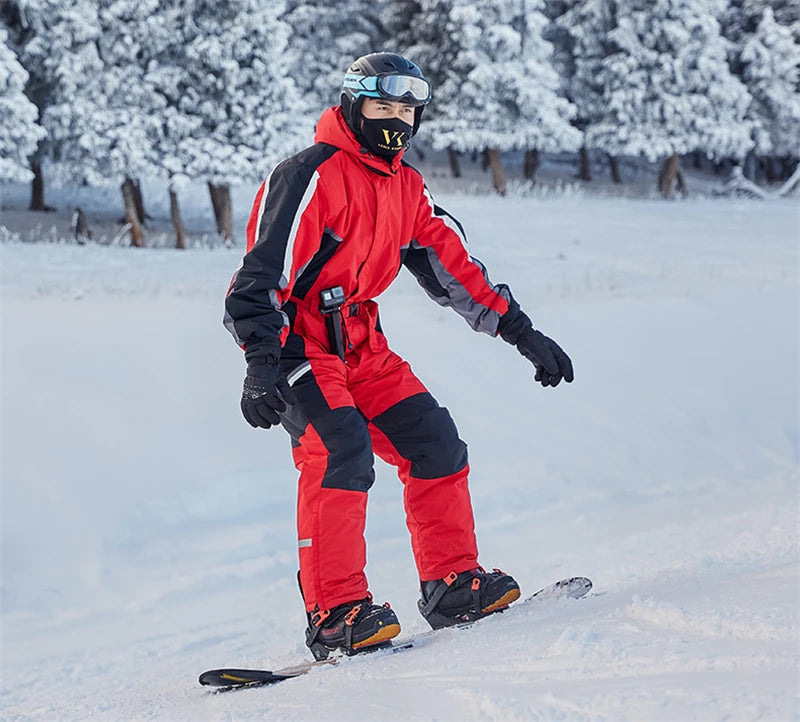 Schnee Skifahren Overalls Overall Warme Wasserdicht Mit Kapuze Mann Fleece Kleidung Männer Sport Winter Frauen Snowboarden Männlichen Schneeanzüge