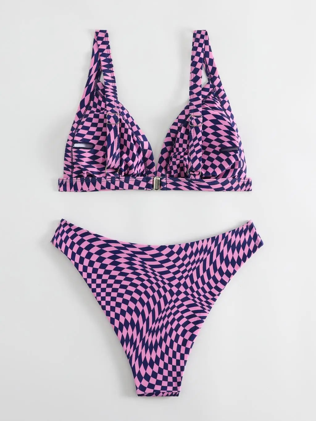 2024 Vcay Abstract Fluid Pattern High Cut Bikini Swimsuit Women Swimwear Female Bathers Bathing Swimming Swim Suit Beachwear