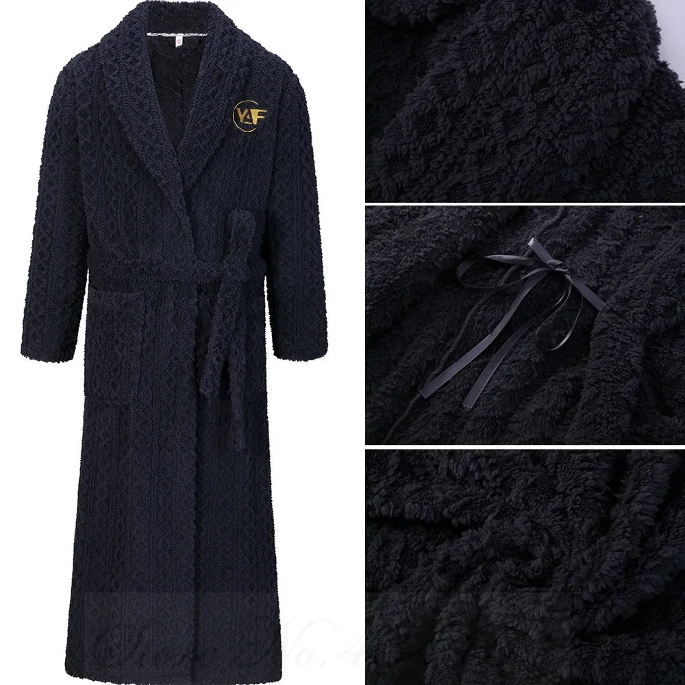 Verdicken männer Flanell Kimono Bademantel Kleid Winter Plus Größe Paar Nachtwäsche Lange Robe Lose Korallen Fleece Homewear Loungewear