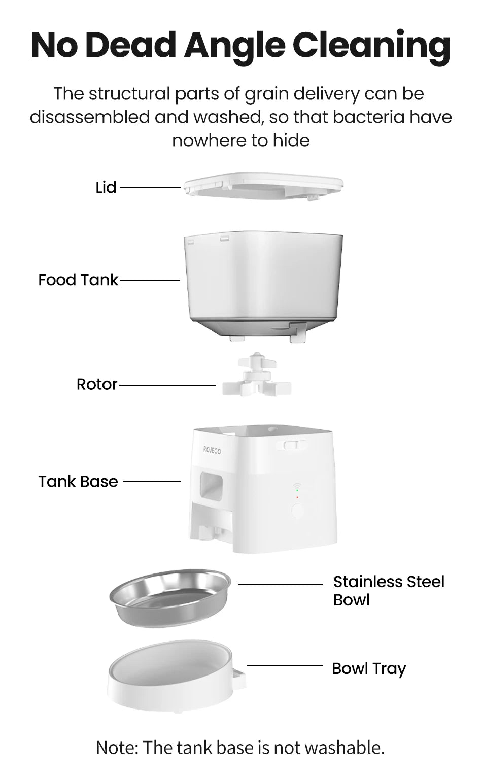 Rojeco Dog Feeder automatischer intelligenter Tiernahrung spender für Haustiere Hunde kibble Spender mit WLAN-Fernbedienung Hunde fütterung zubehör