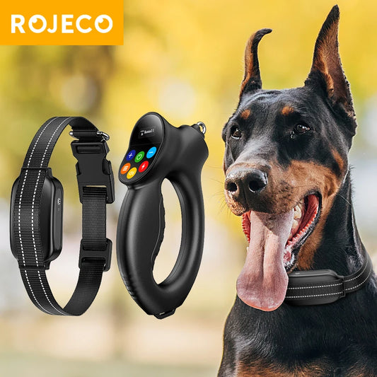 ROJECO Elektrisches Hundetrainingshalsband, wasserdichtes Hundehalsband mit Fernbedienung, wiederaufladbare Anti-Bell-Geräte für Haustiere