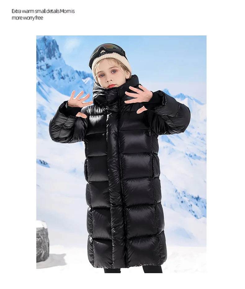 Teenager Mädchen Daunen mantel Winter halten warme Jacke für Mädchen lange Stil Kapuze Weihnachten Parkas Kinder kleidung 5-14 Jahre