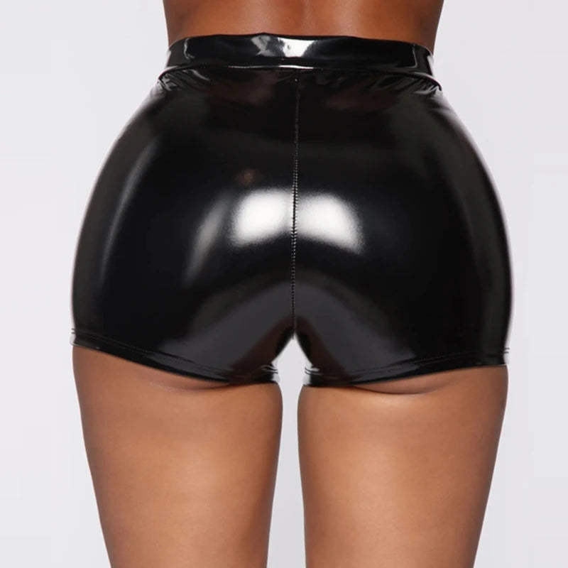 Sexy Nachtclub Kostüme Shorts Frauen Pu Leder schwarze Shorts hohe Taille einfarbige Knopf Mode Sommer