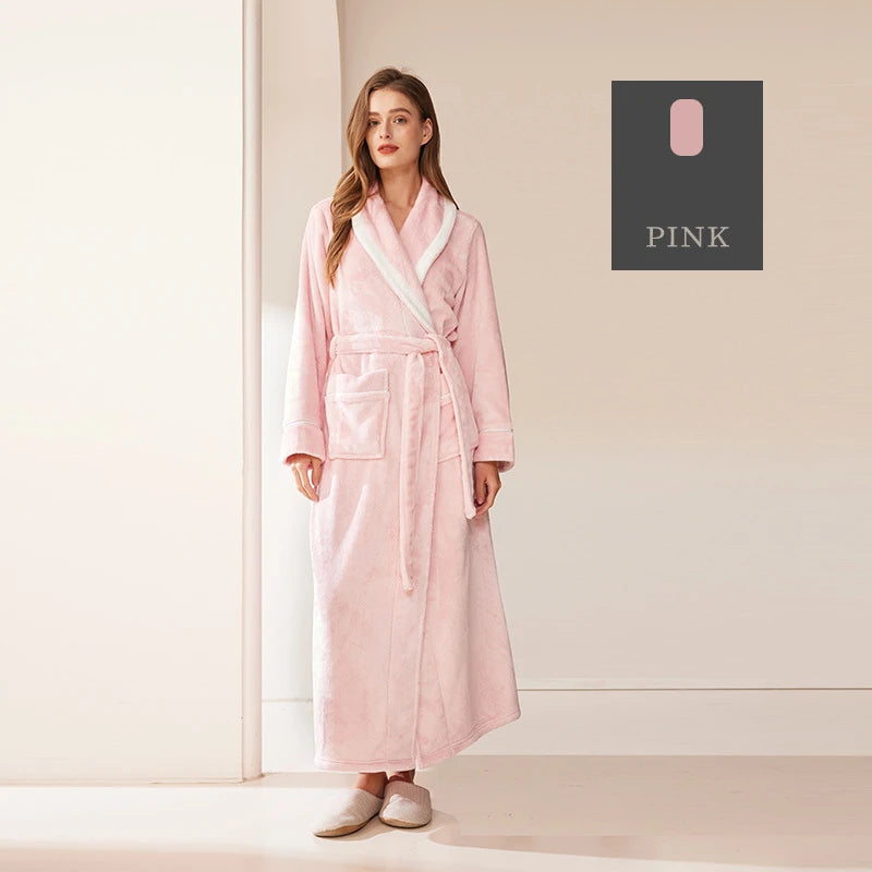 Herbst und Winter Bademantel Schärpen V-Ausschnitt Robe Flanell Pyjama halten warme Roben zu Hause Langarm Mode Nachthemd