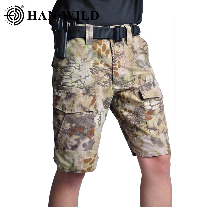 HAN WILD Tactical Shorts Men Military Camouflage Short Multi Pockets Pants Summer Breathable Quick-dry Male Casual Short Pants