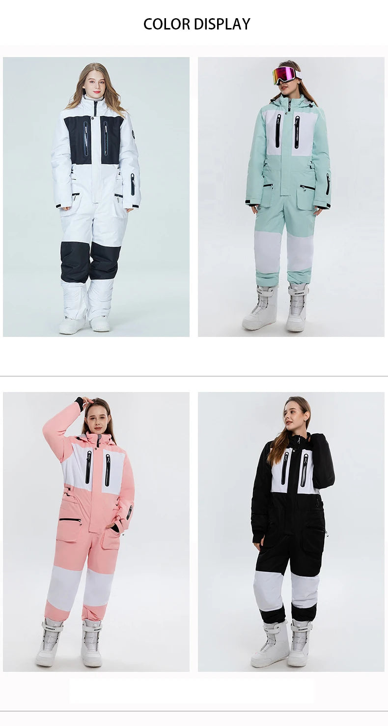 Frauen Winter Onesies Ski Anzug Im Freien Snowboard Jacke Hosen Herren Windproot Schnee Mantel Warme Isolierte Ski Overall Schneeanzug