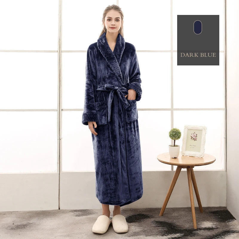 2024 neue Winter roben Männer warme Flanell Pyjamas Frauen dicke Langarm Bademantel Männer einfarbige Homewear Lounge wear