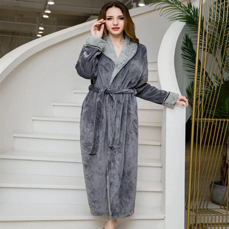 Dame Verdicken Bademantel Kleid Weiche Flanell Nachtwäsche Herbst Winter Neue Hause Kleidung Lose Nachtwäsche Kimono Nachtwäsche mit Tasche