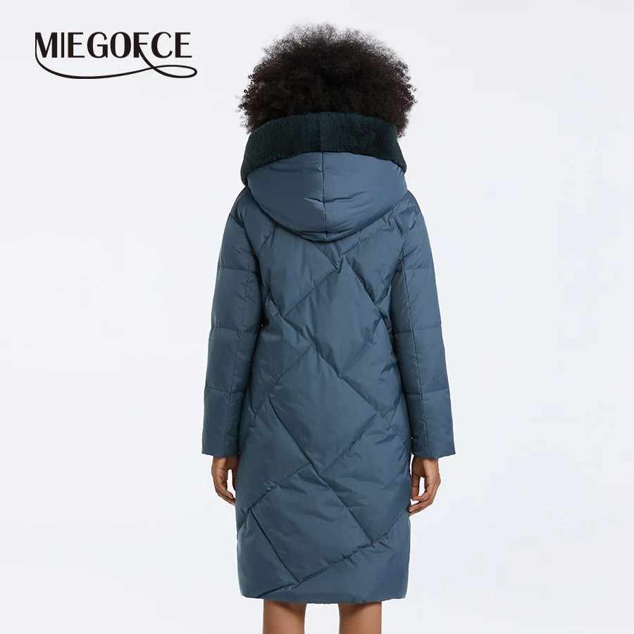 MIEGOFCE 2024 Winter Baumwolle Parka Mode Faux Pelz Kragen Langarm Warme frauen Mantel Winddicht Stepp Kapuze Jacke D23708