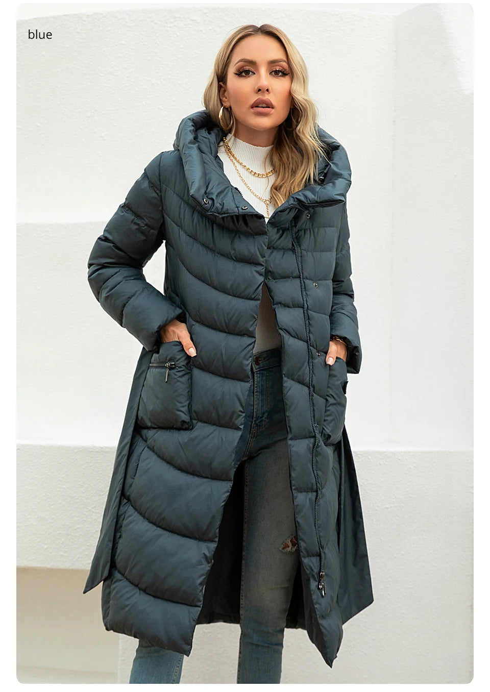 Gasman Mode Parkas Frauen lässig Kapuze Taschen gürtel Frauen Daunen jacke weibliche Mäntel Outwear