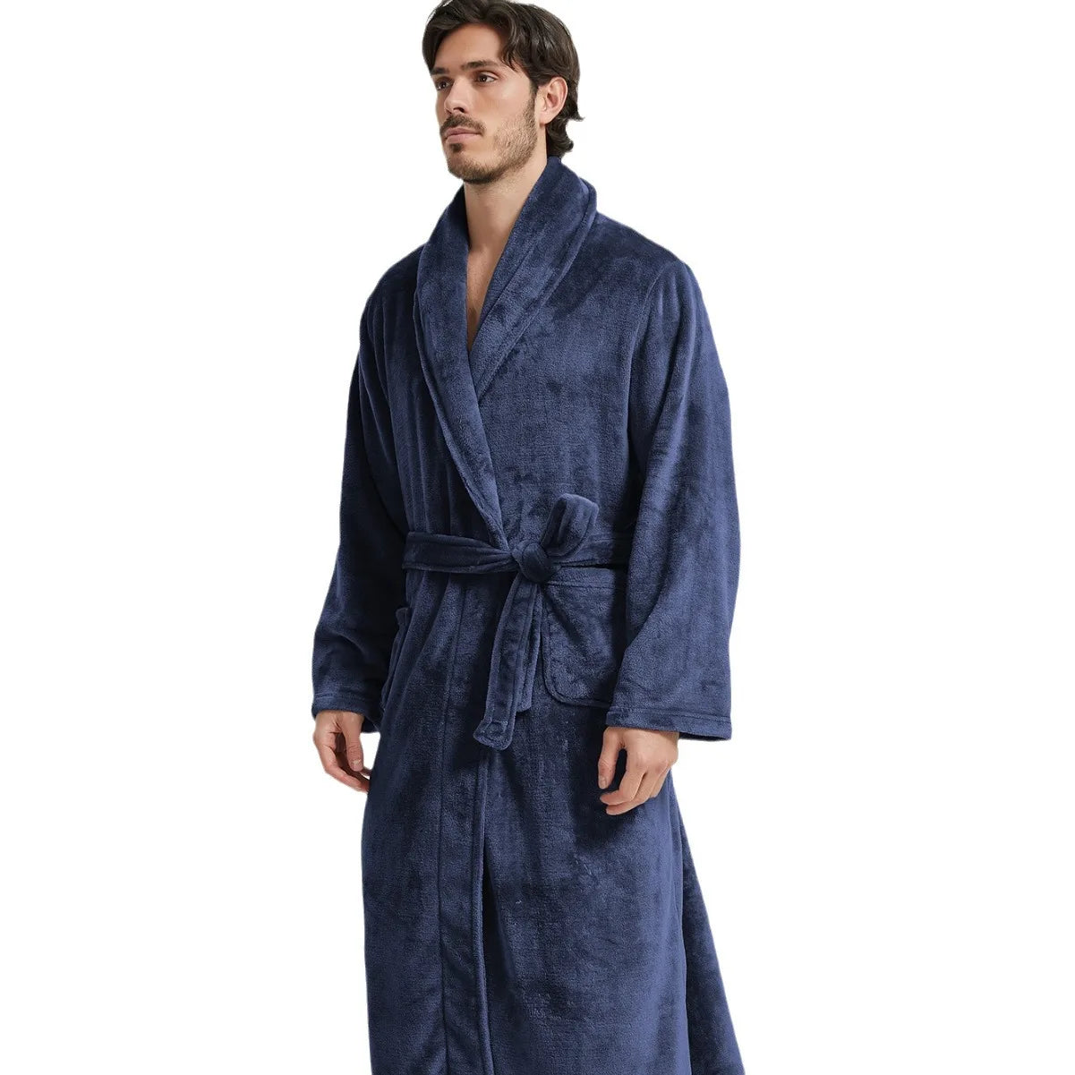 Männer Winter Nachtwäsche warme Flanell Kimono Bademantel Kleid mittellange Nachtwäsche männlich Herbst zu Hause Kleidung Lounge wear verdicken Nachthemd