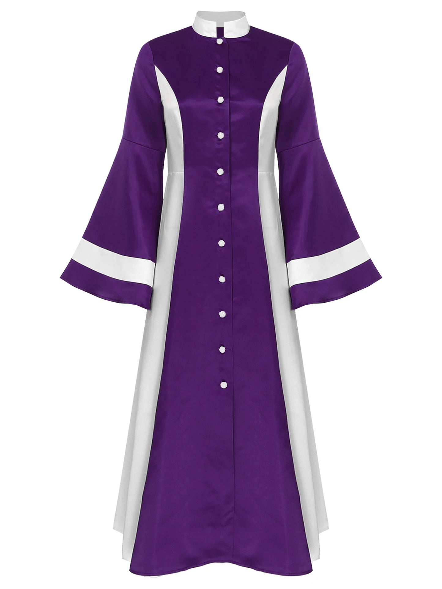 Mittelalterliches Klerus-Kleid für Damen, lange ausgestellte Ärmel, elegante Kirchenrobe, Pastor, Chor, christliches Kleid, Halloween-Cosplay-Kostüme