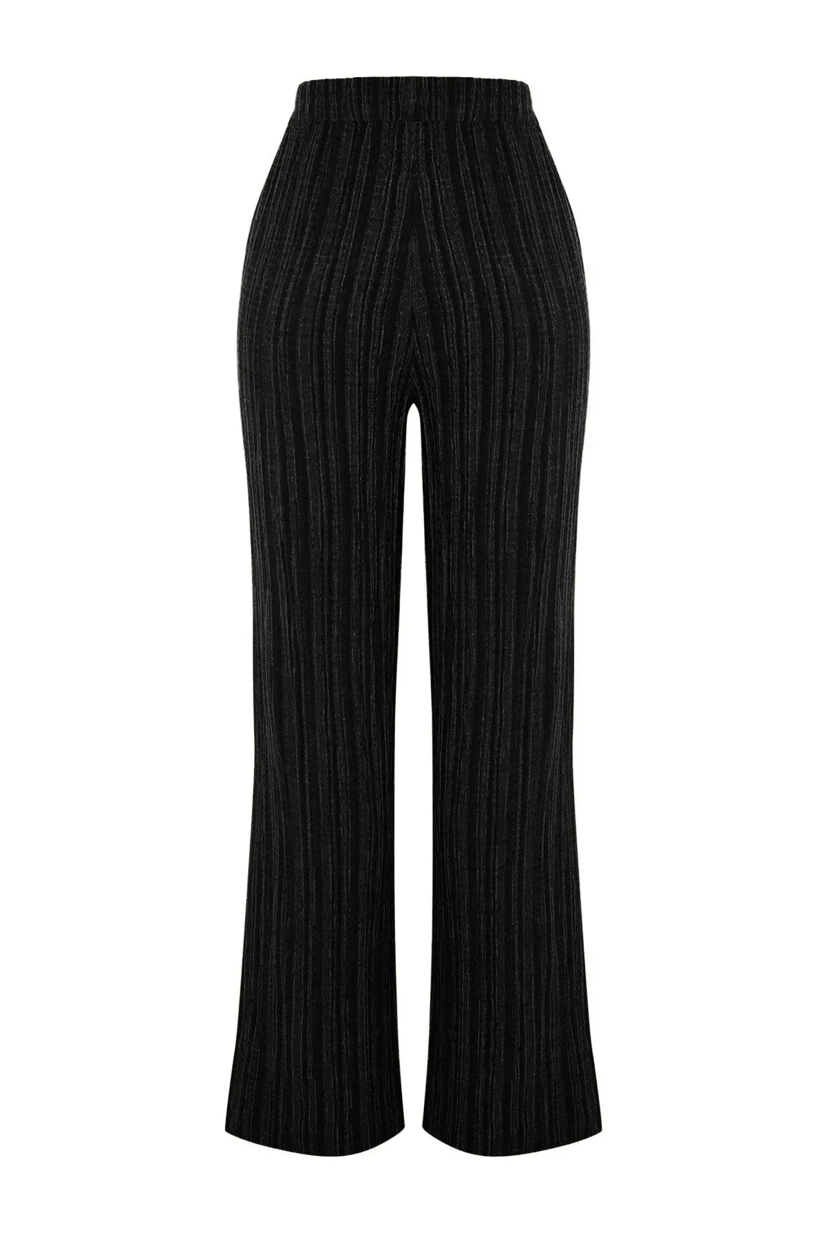 Trendyol TYZA Damen-Hosen und Caprihosen, strukturierte Taille, elastische Crinkle-Stil, gerade Beinhosen und Caprihosen