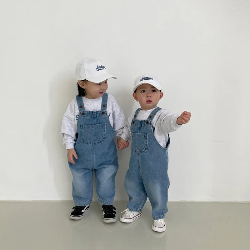 1 2 3 4 5 6 Jahre Baby Jungen Mädchen Overalls Kinder Hosenträger Hose Frühling Herbst neue Mode koreanischen Stil Träger Jeans hose