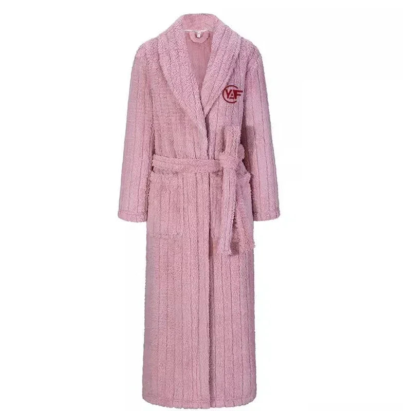 Verdicken männer Flanell Kimono Bademantel Kleid Winter Plus Größe Paar Nachtwäsche Lange Robe Lose Korallen Fleece Homewear Loungewear