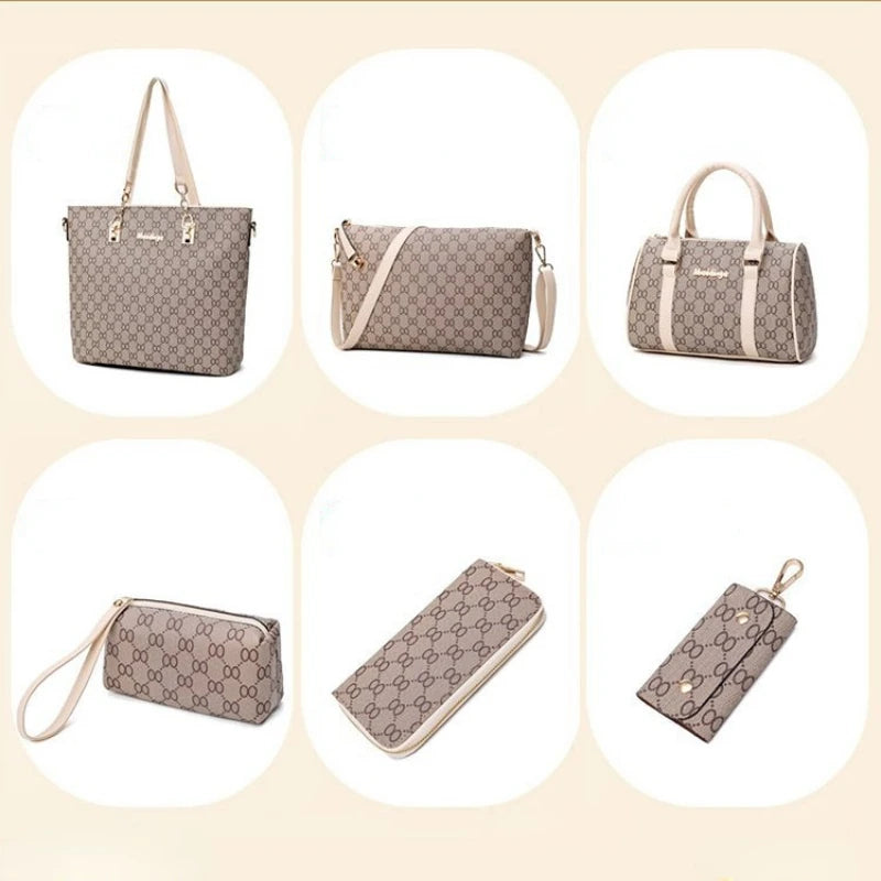 Luxury Handbags Women Bags Designer High Quality Leather Bags Pattern Women's Handbag Shoulder Bag and Crossbody Bag 6 Piece Set
