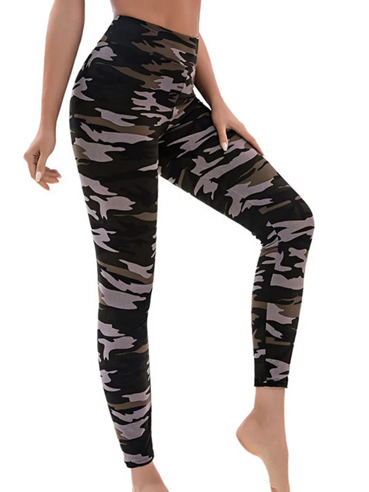 CUHAKCI Camouflage Printed Women Leggings Fitness Leggins Gym High Elastic Skinny Army Green Jegging Sport Pencil Pants New