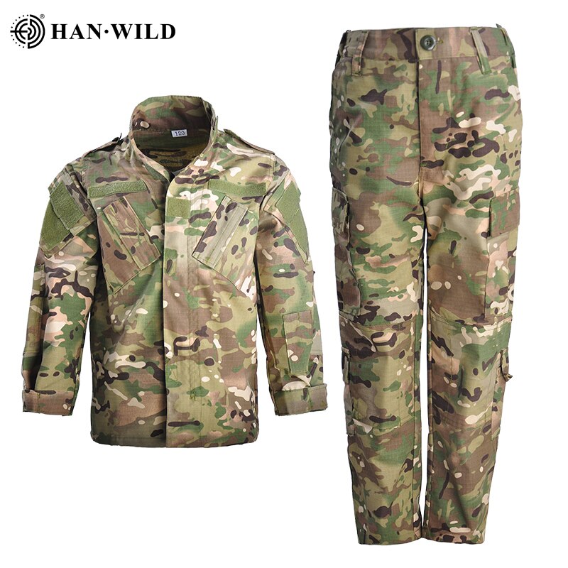 Kids Military Uniform for Training Suit Boy Girl Special Force Combat Jacket Pants Set Army Camouflage Children Soldier Clothes