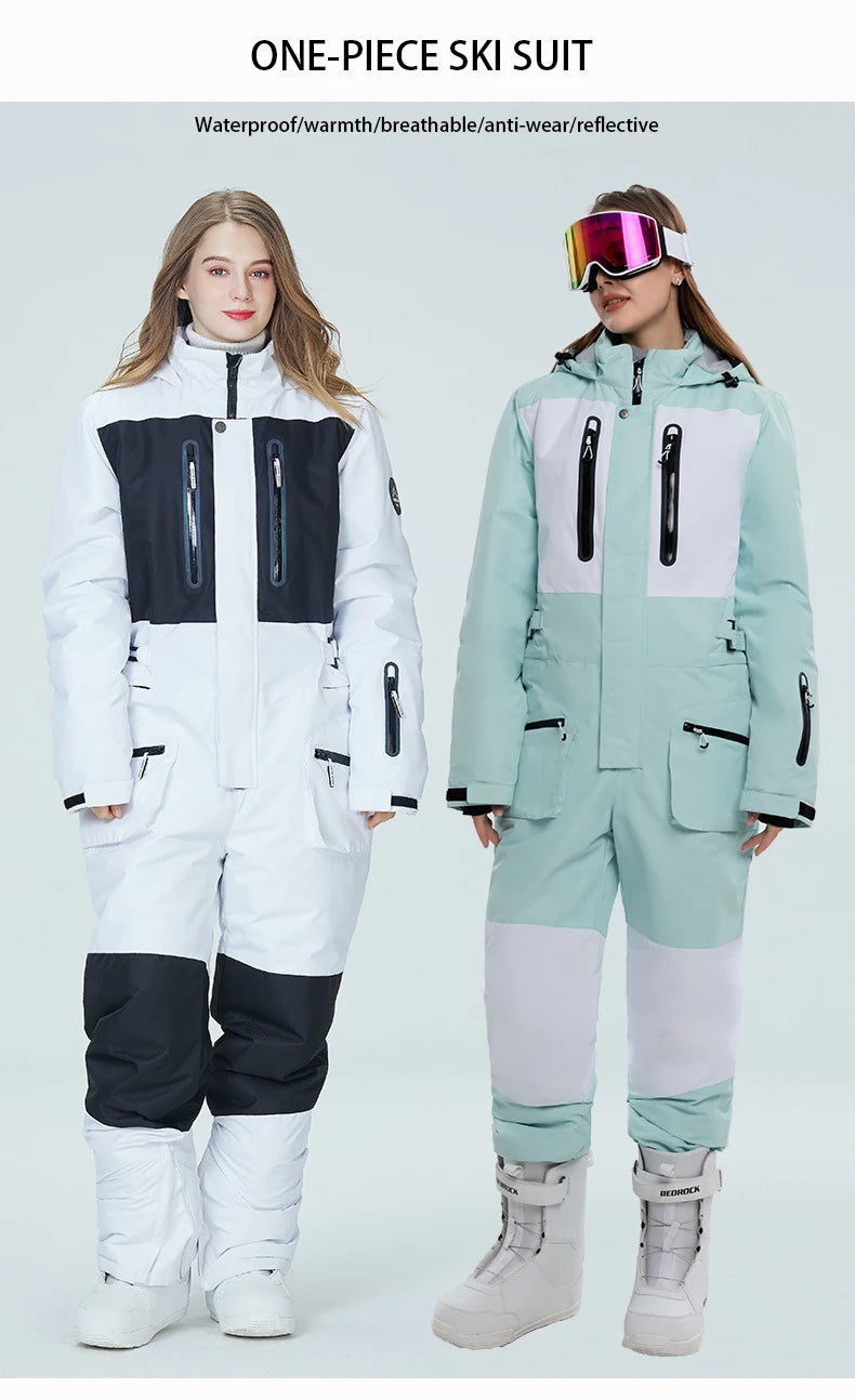 Frauen Winter Onesies Ski Anzug Im Freien Snowboard Jacke Hosen Herren Windproot Schnee Mantel Warme Isolierte Ski Overall Schneeanzug