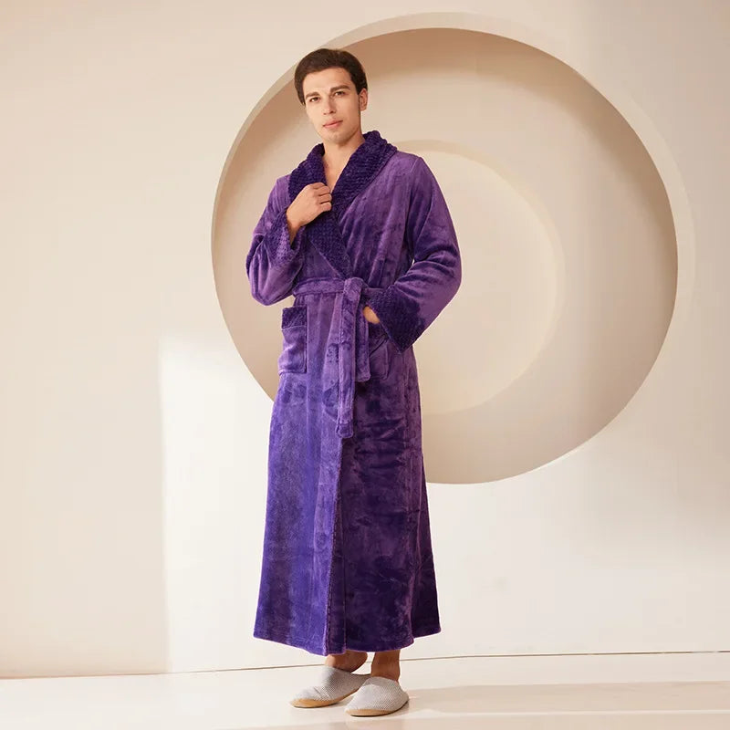 2024 neue Frauen Warme Kimono Roben mit Tasche Flanell Nachtwäsche Verdicken Bademantel Kleid Lose Nachtwäsche Weiche Dusche Nachthemd