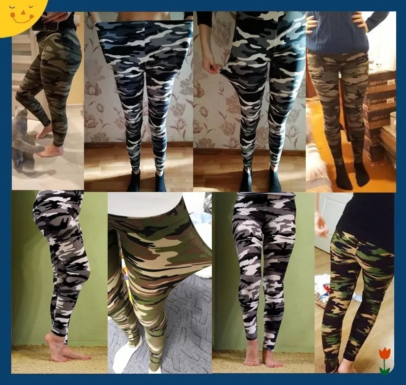 CUHAKCI Camouflage Printed Women Leggings Fitness Leggins Gym High Elastic Skinny Army Green Jegging Sport Pencil Pants New