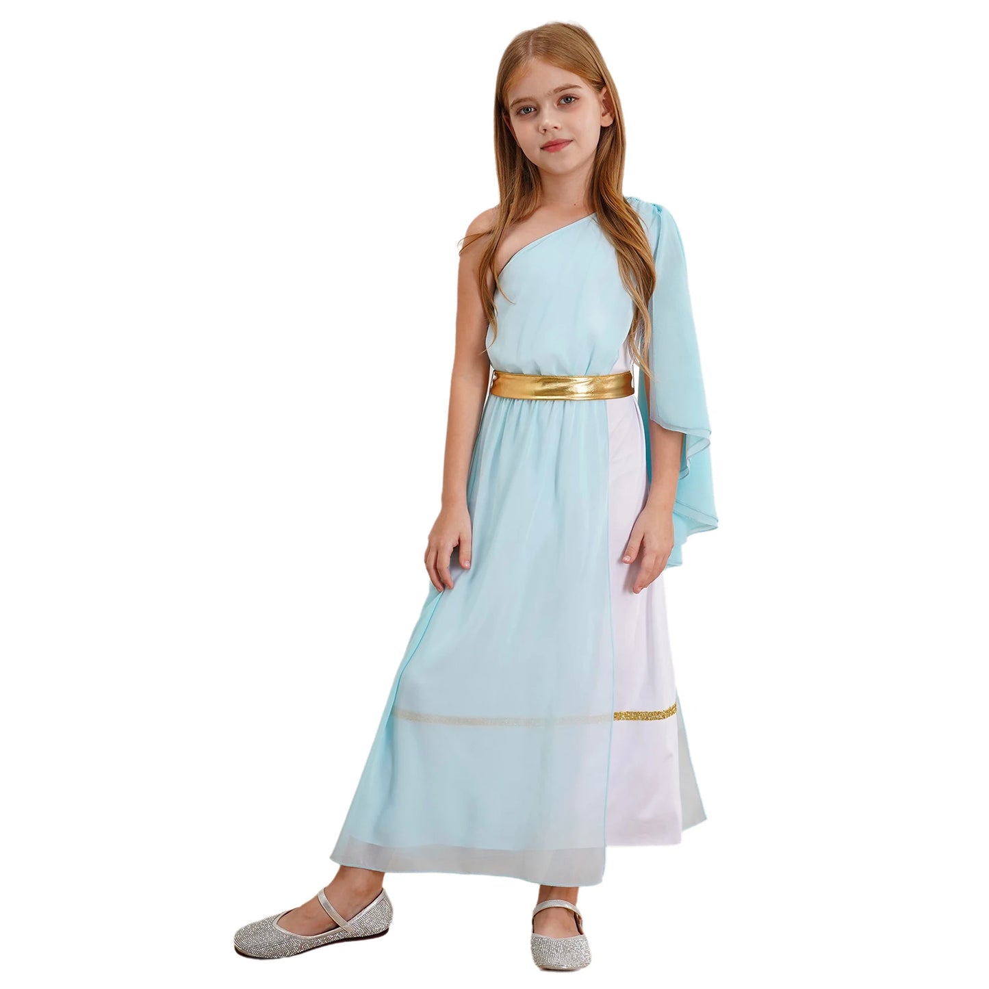 Kids Girls Greek Princess Costume Ancient Roman Empress Tulle Long Maxi Dresses Halloween Toga God Nobility Cosplay Dress Up