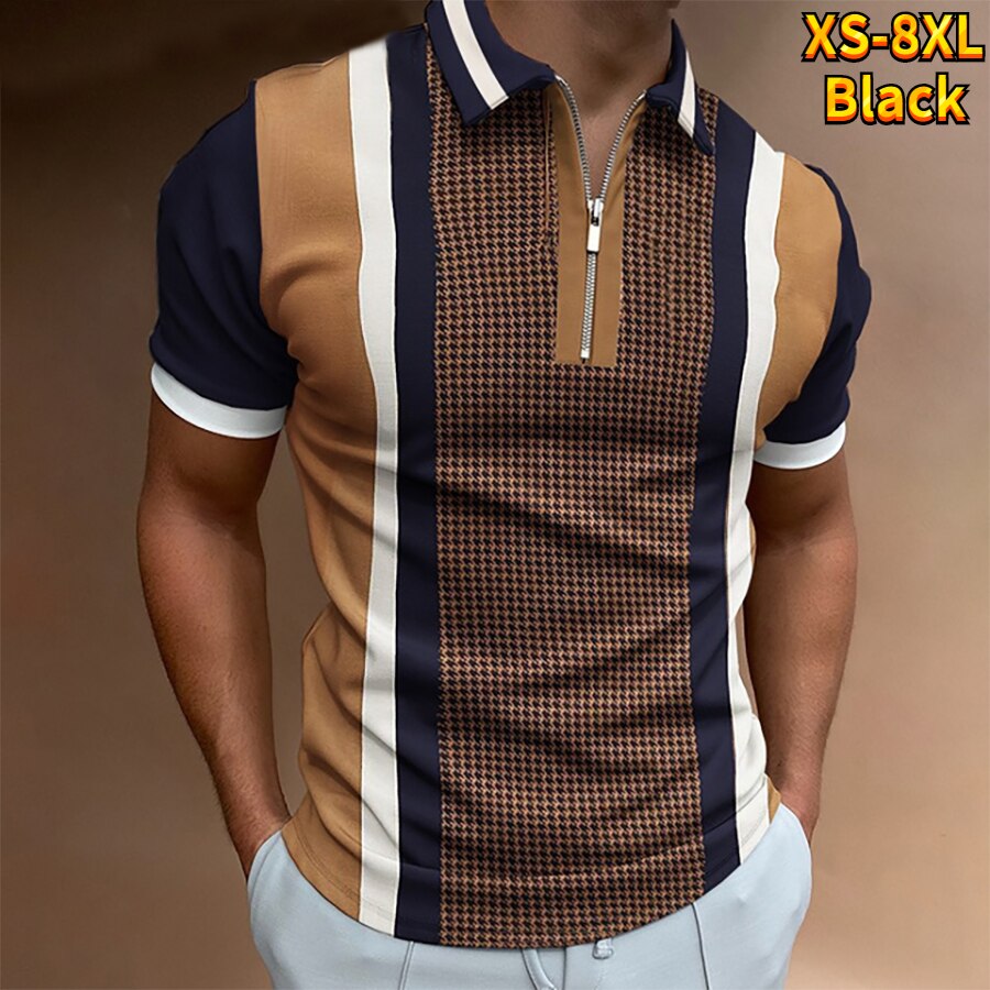 Street T-shirt Summer Men&#39;s 3D Printed Polo Shirt Clothing High-quality Men&#39;s Lapel Zipper Casual Short-sleeved Shirt XS-8XL