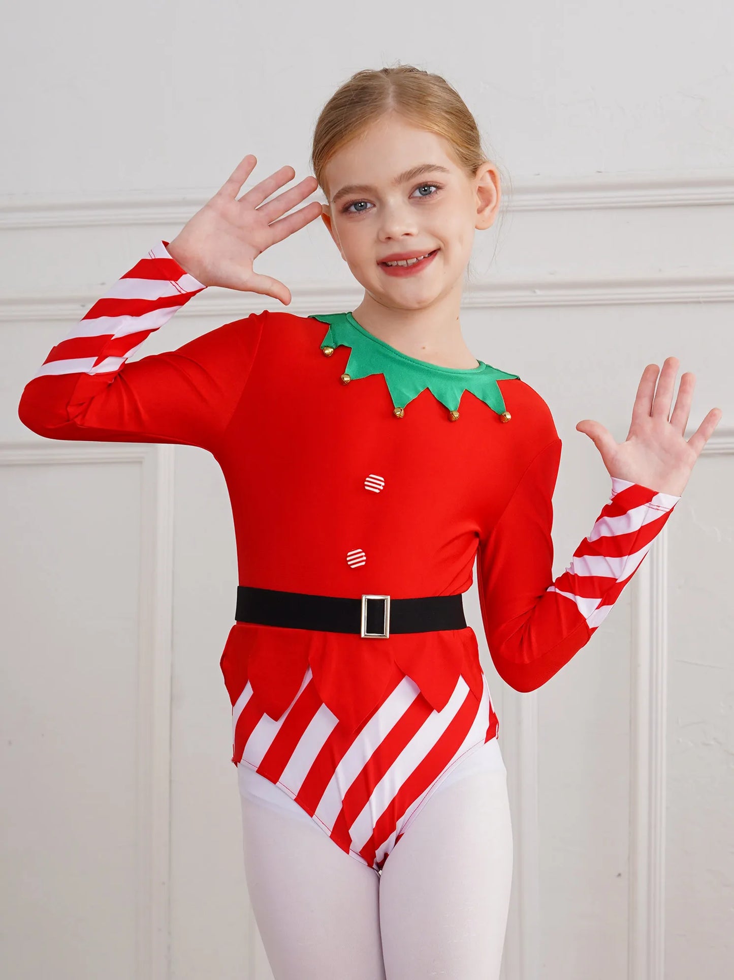 Kinder Mädchen Weihnachten Tanz Trikots sportliche Gymnastik Bodysuit Santas Helfer Weihnachten Party Urlaub Bühne Performance Kostüm