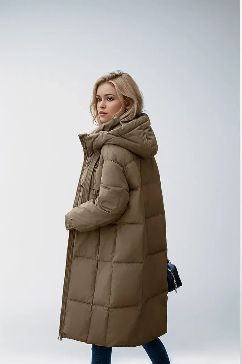 Frauen Parkas 2024 Herbst Winter Daunen Baumwoll jacken gepolstert verdickt Overknee locker lässig lange warme Taschen Mantel Schnee mantel