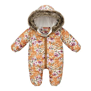 6 9 12 18 24 36 Monate Winter Baby Stram pler niedlichen Cartoon warme Mode Kapuze Reiß verschluss Pelz Kragen Junge Overall neue Kinder tücher