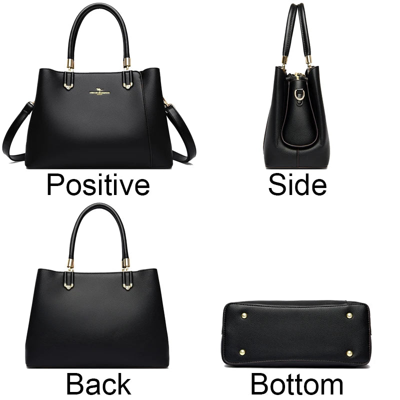 2024 New Genuine Leather Handbag High Quality Women Crossbody Shoulder Bags Designer Large Capacity Casual Tote Bag Sac A Main
