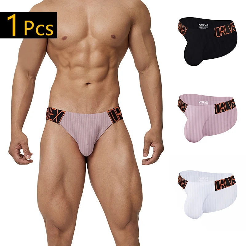 Orlvs Herren unterwäsche aus reiner Baumwolle Pit Cloth trend ige sexy Hosen mit niedriger Taille Hüftlift eng anliegende Herren Slips mit breitem Gürtel und hohem Schlitz