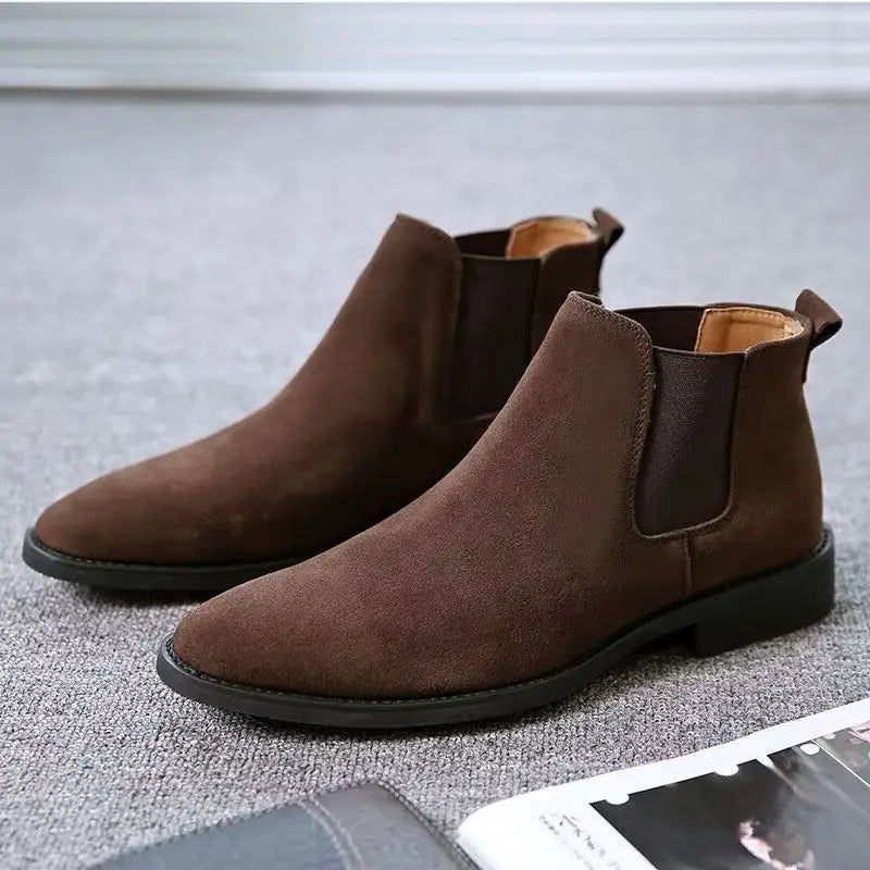 Men's Retro Classical Chelsea Boots Cow Suede Genuine Leather Men Fashion Ankle Boot Mens Casual Short Boots High-Top Shoes