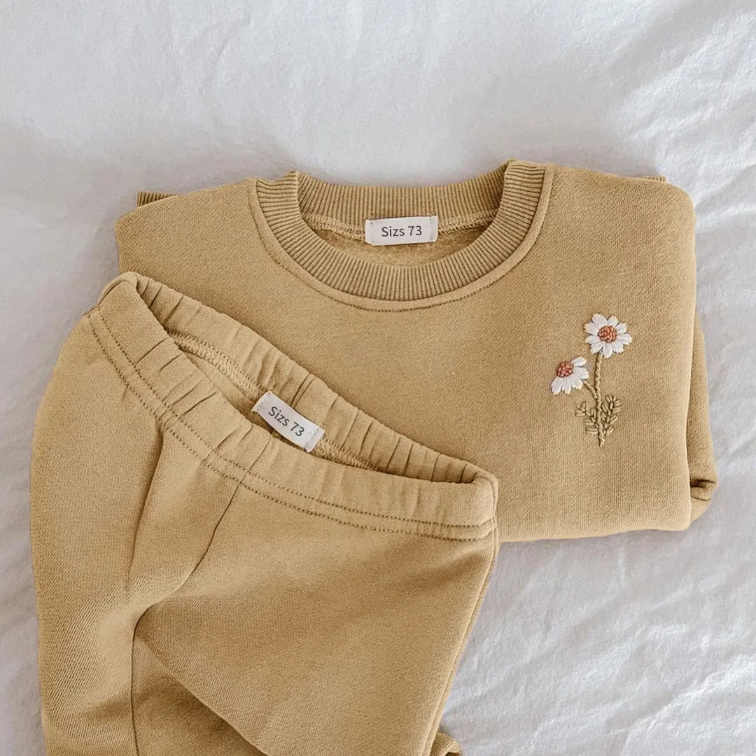 1 2 3 4 Jahre Baby Mädchen Kleidung setzt Stickerei Gänseblümchen Pullover Sweatshirt Hosen Jungen Trainings anzug Geburtstags geschenk Kinder kleidung