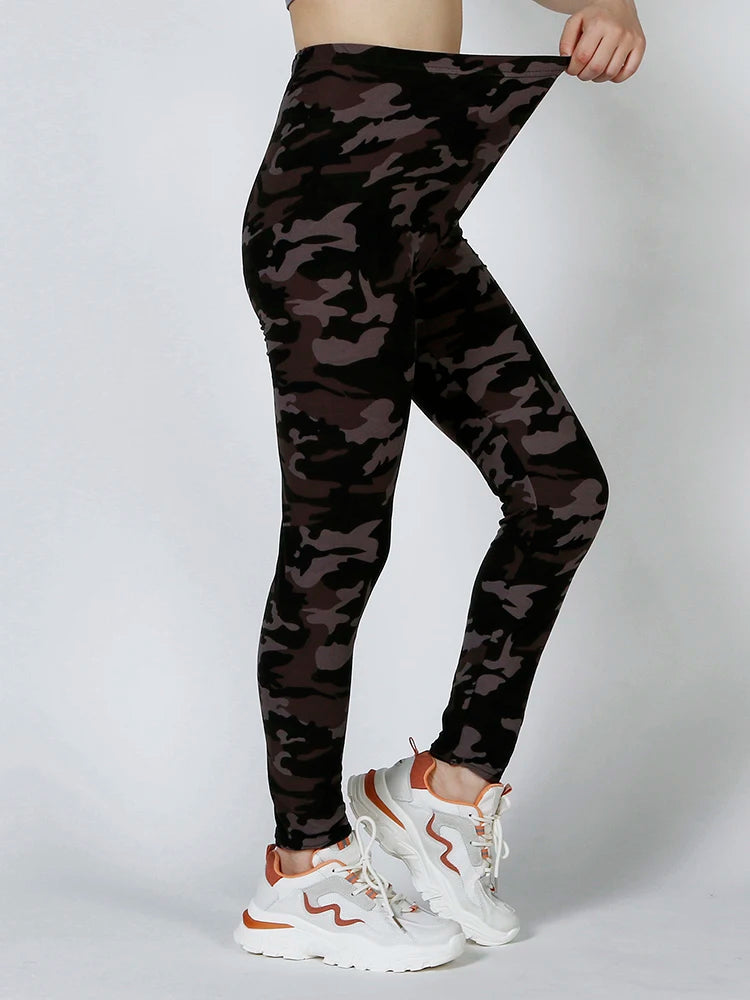 CUHAKCI Camouflage Printed Women Leggings Fitness Leggins Gym High Elastic Skinny Army Green Jegging Sport Pencil Pants New