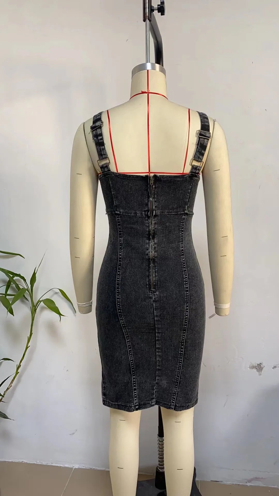 Reißverschluss Jeans Kleid